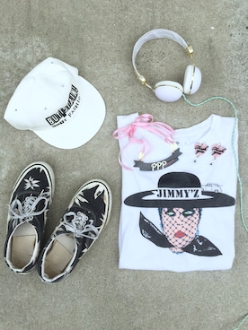 「BUTTSTAIN（バットステイン）のアイテム（帽子）」を使った、yuuさん（レディース・155cm）の夏コーディネート