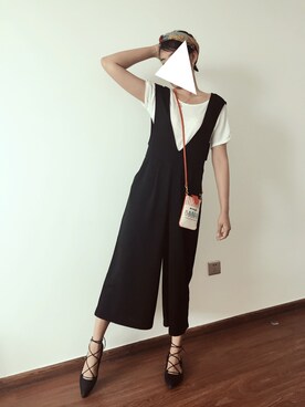 「GU（ジーユー）のアイテム（つなぎ/オールインワン）」を使った、花__水木さん（レディース・167cm）の春コーディネート