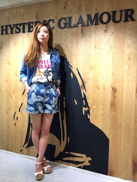 「Tシャツ×デニム」｜「アイテム（デニムジャケット）」を使った、anna yamaguchiさん（レディース・162cm）の春コーディネート