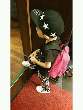 「Lee（リー）のベーシック　リュックサック（バックパック/リュック、ピンク系）」を使った、RioN♡YunoNさん（キッズ・133cm）の秋コーディネート