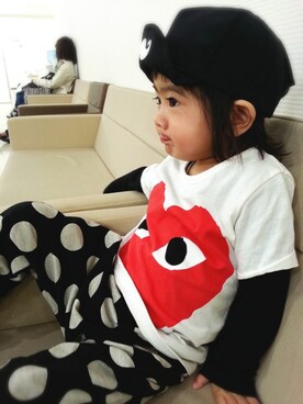 「no brand（ノーブランド）のアイテム（キャップ、ブラック系）」を使った、RioN♡YunoNさん（キッズ・133cm）の夏コーディネート