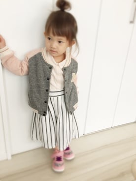 「ZARA KIDSのアイテム（スタジャン）」を使った、nonnon_peさん（キッズ・100cm）の冬コーディネート