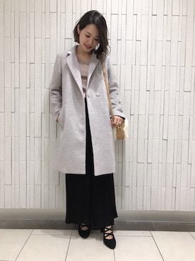 「Chico（チコ）のアイテム（チェスターコート）」を使った、Rie   Taniguchiさん（レディース・160cm）の秋コーディネート