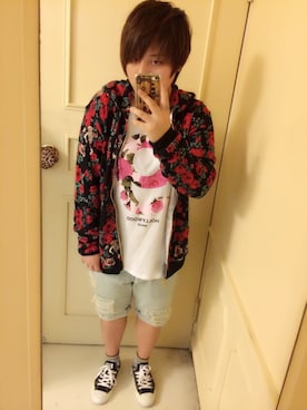 「JOYRICH」｜「アイテム（モッズコート）」を使った、毛mouさん（レディース・158cm）の春コーディネート