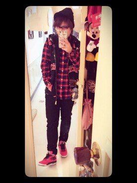 「JOYRICH」｜「アイテム（ニットキャップ/ビーニー）」を使った、毛mouさん（レディース・158cm）の冬コーディネート