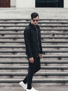 「menswear」｜「アイテム（デニムジャケット）」を使った、ILoveUglyさん（メンズ・183cm）の春コーディネート