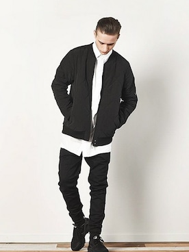 「menswear」｜「アイテム（ダウンジャケット/コート）」を使った、ILoveUglyさん（メンズ・173cm）の春コーディネート