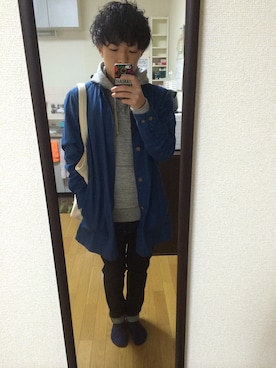 「BEN DAVIS（ベンデイビス）のアイテム（チェスターコート）」を使った、h.hさん（メンズ・170cm）の冬コーディネート