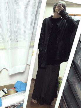 「Handmade（ハンドメイド）のアイテム（ノーカラージャケット）」を使った、白米さん（メンズ・165cm）の冬コーディネート