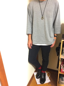 「WEGO（ウィゴー）のWEGO/ライクラツイルスキニーパンツ（その他パンツ）」を使った、ほりこーさん（メンズ・173cm）の秋コーディネート