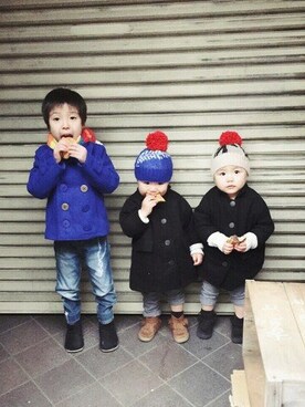 「bobochoses」｜「アイテム（その他アウター）」を使った、ナツさん（キッズ・90cm）の冬コーディネート