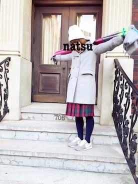 「タータンチェック」｜ナツさん（レディース・152cm）の冬コーディネート