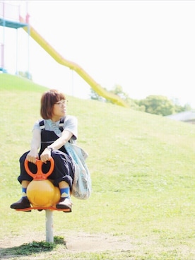 「ミナペルホネン」｜「アイテム（サロペット/オーバーオール）」を使った、ナツさん（レディース・153cm）の夏コーディネート