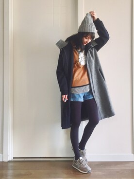 「niko and...（ニコアンド）のアイテム（スタジャン）」を使った、喵喵小桃さん（レディース・160cm）の冬コーディネート