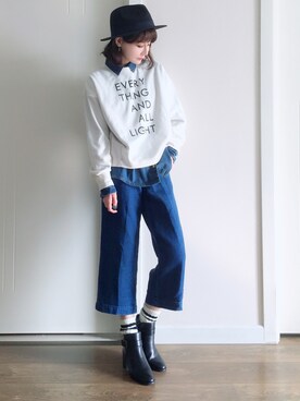 「NEW WORLD ORDER（ニューワールドオーダー）のアイテム」を使った、喵喵小桃さん（レディース・160cm）の秋コーディネート