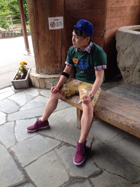 「IRIE（イリエ）のアイテム（帽子）」を使った、小林一寿さん（メンズ・165cm）の夏コーディネート