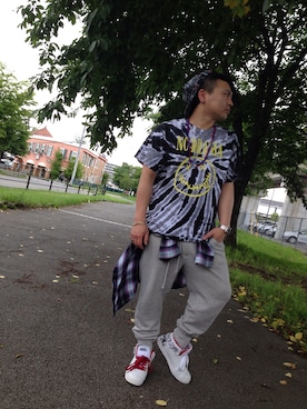 「Reasonのアイテム」を使った、小林一寿さん（メンズ・164cm）の夏コーディネート