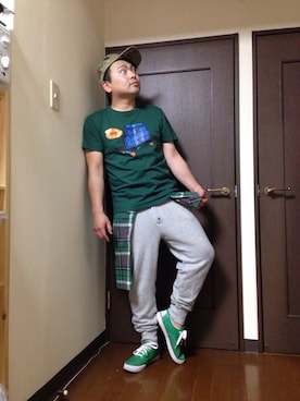 「IRIE（イリエ）のアイテム」を使った、小林一寿さん（メンズ・164cm）の夏コーディネート