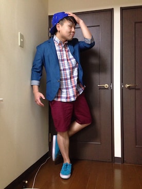 「IRIE（イリエ）のアイテム（帽子）」を使った、小林一寿さん（メンズ・164cm）の夏コーディネート