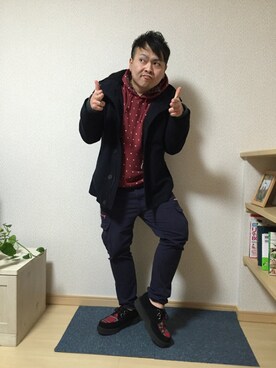 「grn（ジーアールエヌ）のアイテム（ブルゾン）」を使った、小林一寿さん（メンズ・164cm）の冬コーディネート
