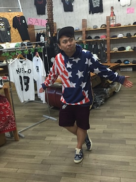 「Reasonのアイテム」を使った、小林一寿さん（メンズ・164cm）の夏コーディネート