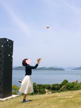 「アイテム（スカート、ホワイト系）」を使った、kinako02さん（レディース・153cm）の夏コーディネート