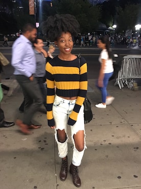 「stripes」｜「アイテム（ブーツ）」を使った、Krystal Porterさん（レディース・168cm）の秋コーディネート