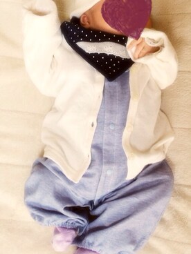 「カーディガン(baby)（その他ベビー用品、ホワイト系）」を使った、くうさんさん（レディース・160cm）の春コーディネート