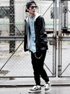 「Leyline」｜「アイテム（ナイロンジャケット）」を使った、yuumaさん（メンズ・173cm）の秋コーディネート