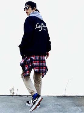 「Leyline」｜「アイテム（ナイロンジャケット）」を使った、yuumaさん（メンズ・173cm）の秋コーディネート