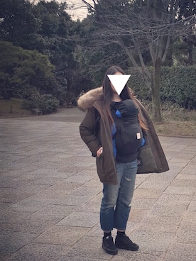 「WOOLRICH（ウールリッチ）のアイテム（ミリタリージャケット）」を使った、keiさん（レディース・171cm）の冬コーディネート