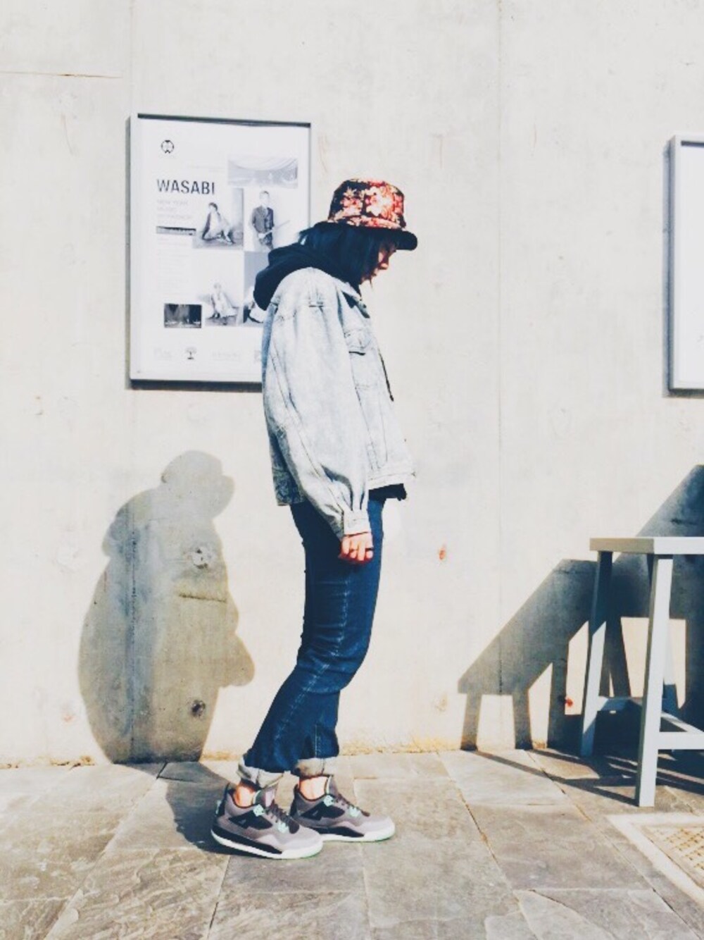 「vintage、ootd、hkgirl、Hong Kong、neff、AIR JORDAN、cheap monday、street」｜「NEFFのアイテム（ハンチング/ベレー帽、その他）」を使った、asteryxさん（レディース・167cm）の春コーディネートの1枚目の写真
