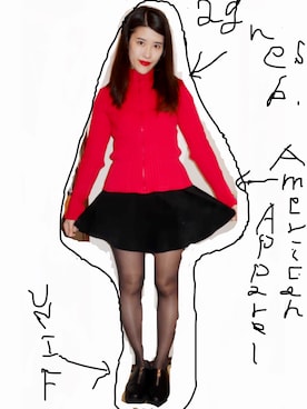 「UNIF」｜「アイテム（ニット/セーター）」を使った、EYEさん（レディース・161cm）の冬コーディネート