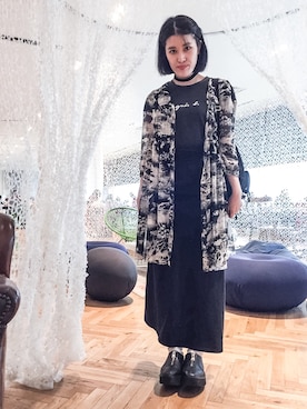 「agnes b.（アニエスベー）のアイテム（Tシャツ/カットソー、ブラック系）」を使った、EYEさん（レディース・161cm）の夏コーディネート