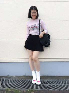 「UNIF」｜「アイテム（スカート）」を使った、EYEさん（レディース・161cm）の夏コーディネート