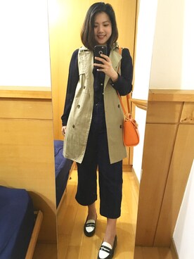「Herls（ハーリス）のアイテム」を使った、Vicky Fangさん（レディース・161cm）の春コーディネート