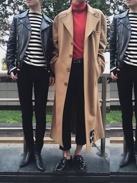 「Saint Laurent（サンローラン）のアイテム（ジャケット/アウター）」を使った、keitaさん（メンズ・170cm）の冬コーディネート