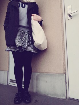 「HusHusH（ハッシュアッシュ）のアイテム（ピーコート）」を使った、佑月保菜美 ⑅⑅⑅さん（レディース・150cm）の春コーディネート