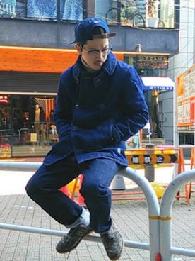 「TYPE BLUE（タイプブルー）のアイテム（ピーコート）」を使った、MASAYAさん（メンズ・163cm）の冬コーディネート