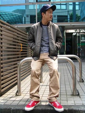 Ma 1を使った ノームコア のメンズ人気ファッションコーディネート Wear