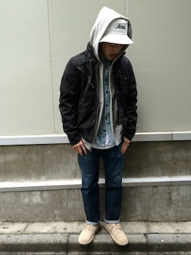 「TYPE BLUE（タイプブルー）のアイテム（シャツ/ブラウス）」を使った、MASAYAさん（メンズ・165cm）の冬コーディネート