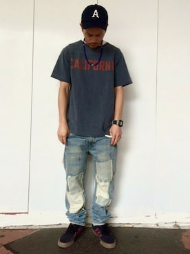 「TYPE BLUE（タイプブルー）のアイテム（パンツ）」を使った、MASAYAさん（メンズ・165cm）の夏コーディネート