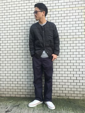「AVIREX（アヴィレックス）のアイテム（ダウンジャケット/コート）」を使った、MASAYAさん（メンズ・165cm）の秋コーディネート