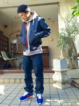 「TYPE BLUE（タイプブルー）のアイテム（パンツ）」を使った、MASAYAさん（メンズ・165cm）の秋コーディネート