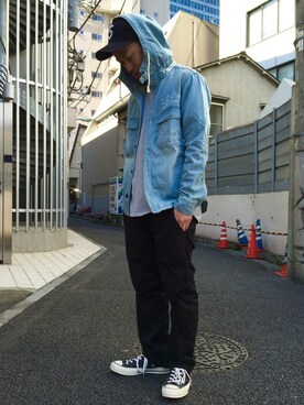 「TYPE BLUE（タイプブルー）のアイテム（デニムジャケット）」を使った、MASAYAさん（メンズ・165cm）の冬コーディネート