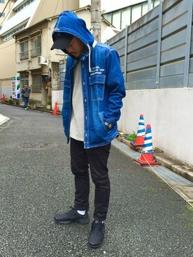 「TYPE BLUE（タイプブルー）のアイテム（デニムジャケット）」を使った、MASAYAさん（メンズ・165cm）の冬コーディネート