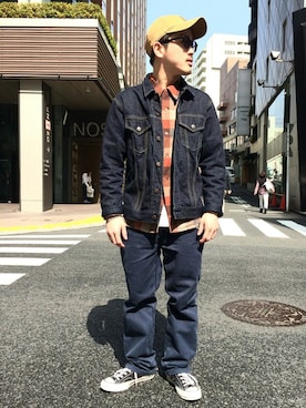 「TYPE BLUE（タイプブルー）のアイテム（デニムジャケット）」を使った、MASAYAさん（メンズ・165cm）の春コーディネート