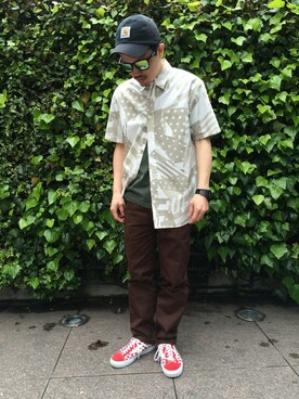 MASAYAさんの「avirex/ アヴィレックス/ SUNGLASSES WELLINGTON MAT BLACK MIRROR/ サングラス　ウェリントン　マット　ブラック　ミラー」を使ったコーディネート