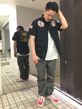 「AVIREX（アヴィレックス）のアイテム」を使った、MASAYAさん（メンズ・165cm）の夏コーディネート