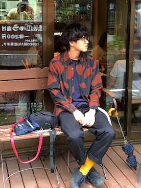 「UNDERCOVER（アンダーカバー）のアイテム（バッグ）」を使った、KENiさん（メンズ・176cm）の夏コーディネート